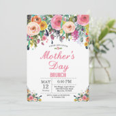 Waterverf Floral Moederdag Brunch Uitnodiging (Staand voorkant)