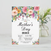 Waterverf Floral Moederdag Brunch Uitnodiging (Staand voorkant)