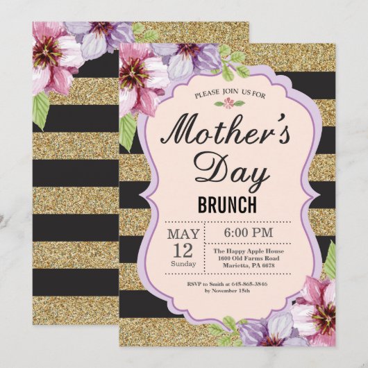 Waterverf Floral Moederdag Brunch Uitnodiging (Voorkant / Achterkant)
