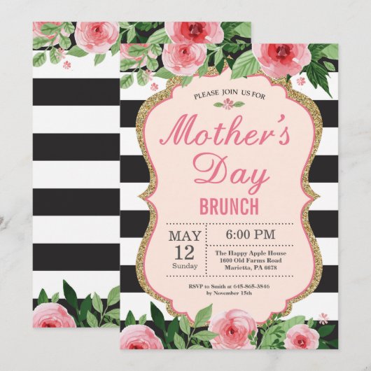 Waterverf Floral Moederdag Brunch Uitnodiging (Voorkant / Achterkant)