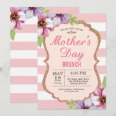 Waterverf Floral Moederdag Brunch Uitnodiging (Voorkant / Achterkant)