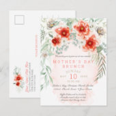 Waterverf Floral Moederdag Brunch Uitnodiging Briefkaart (Voorkant / Achterkant)