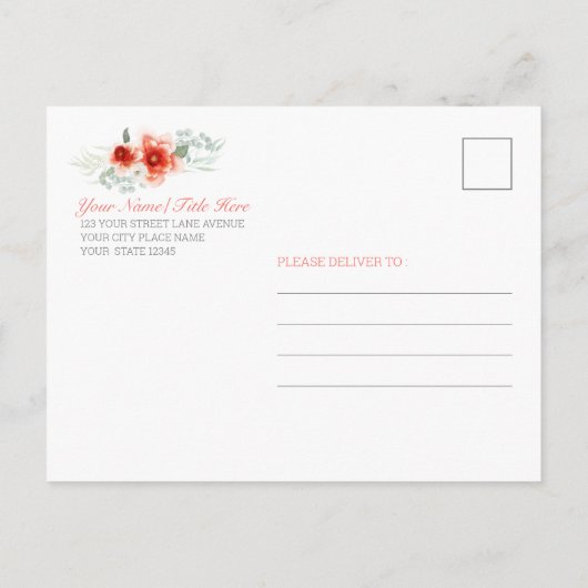 Waterverf Floral Moederdag Brunch Uitnodiging Briefkaart (Achterkant)