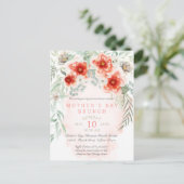 Waterverf Floral Moederdag Brunch Uitnodiging Briefkaart (Staand voorkant)