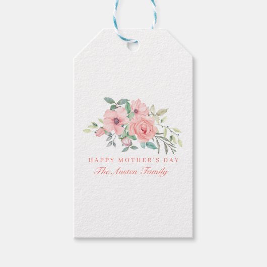 Waterverf Floral Moederdag Cadeaulabel (Voorkant)