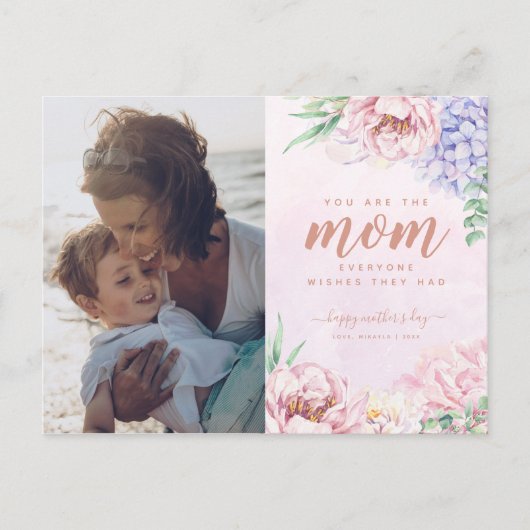 Waterverf Floral Moederdag Greeting Briefkaart (Voorkant)