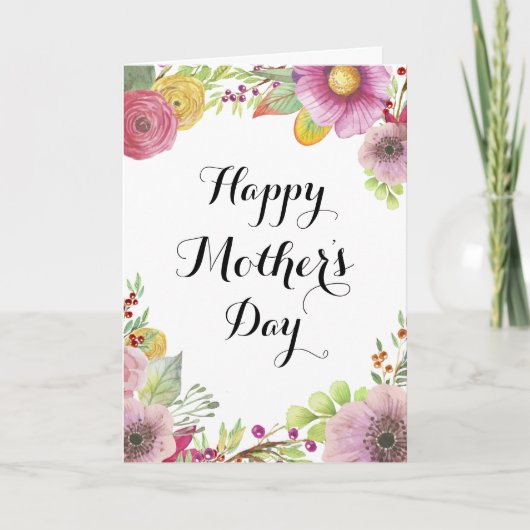 Waterverf Floral-Moederdag Kaart (Voorkant)
