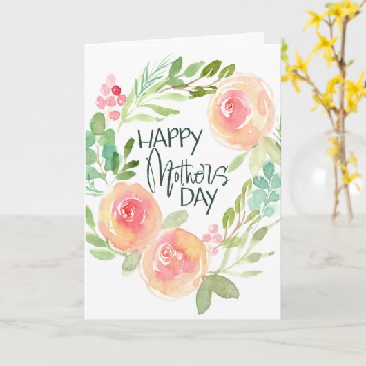 Waterverf Floral Moederdag Kaart (Gele Bloem)