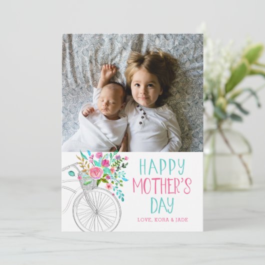 Waterverf Floral Moederdag Kaart (Staand voorkant)
