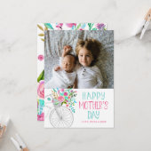 Waterverf Floral Moederdag Kaart (Voorkant / Achterkant in situ)