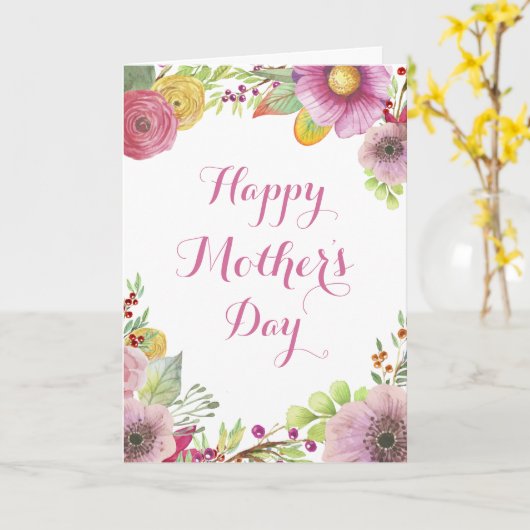 Waterverf Floral-Moederdag Kaart (Gele Bloem)