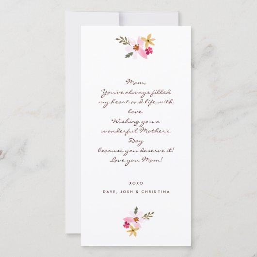 Waterverf Floral-Moederdag Kaart (Achterkant)