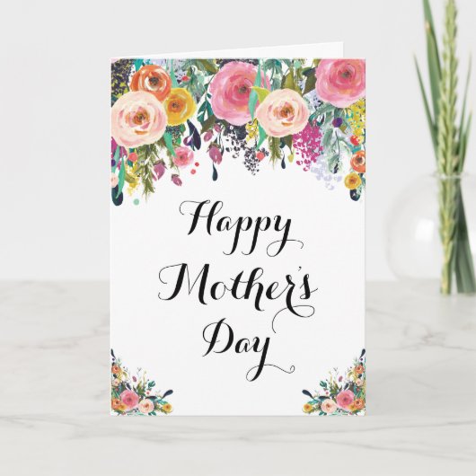 Waterverf Floral-Moederdag Kaart (Voorkant)