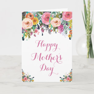 Waterverf Floral-Moederdag Kaart