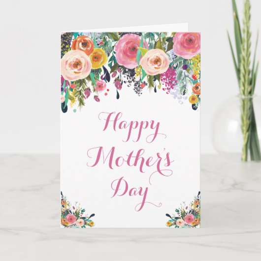 Waterverf Floral-Moederdag Kaart (Voorkant)