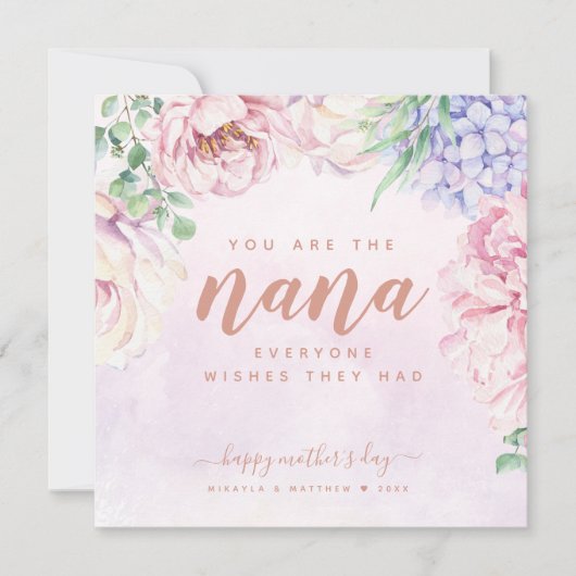 Waterverf Floral Moederdag Nana Kaart (Voorkant)