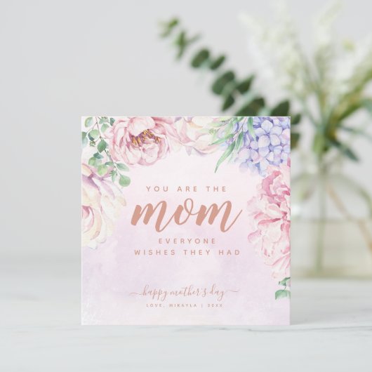 Waterverf Floral Moederdag Photo Flat Card (Staand voorkant)