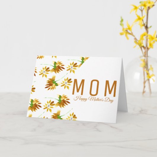 Waterverf Floral Moederdag Script Kaart (Gele Bloem)