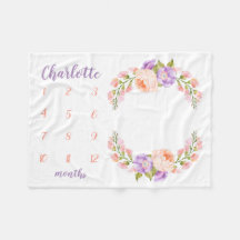 Waterverf Floral Monogram Baby Milestone Foto