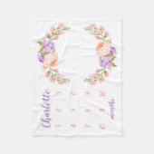 Waterverf Floral Monogram Baby Milestone Foto Fleece Deken (Voorkant)