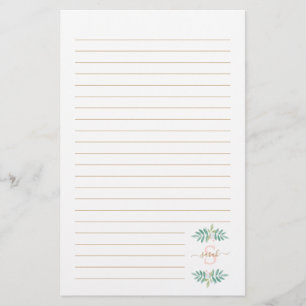 Waterverf Floral Monogram Briefpapier