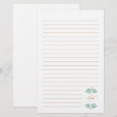 Waterverf Floral Monogram Briefpapier (Voorkant / Achterkant)