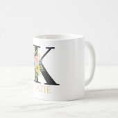 Waterverf Floral Monogram Coffee Mok (Voorkant rechts)