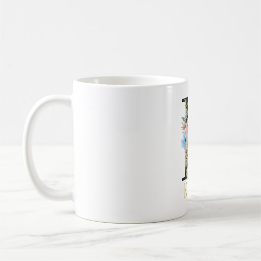 Waterverf Floral Monogram Coffee Mok (Links)
