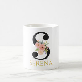 Waterverf Floral Monogram Coffee Mok