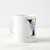 Waterverf Floral Monogram Coffee Mok (Voorkant links)