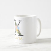 Waterverf Floral Monogram Coffee Mok (Voorkant rechts)