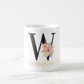 Waterverf Floral Monogram Coffee Mok (Center)