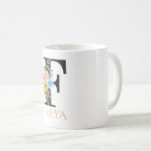 Waterverf Floral Monogram Coffee Mok (Voorkant rechts)