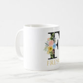 Waterverf Floral Monogram Coffee Mok (Voorkant links)