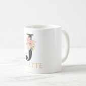 Waterverf Floral Monogram Coffee Mok (Voorkant rechts)