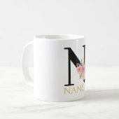 Waterverf Floral Monogram Coffee Mok (Voorkant links)