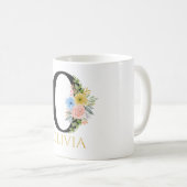 Waterverf Floral Monogram Coffee Mok (Voorkant rechts)