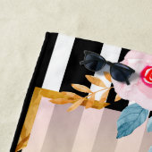 Waterverf Floral Monogram en naam zomerroze Strandlaken (In situ)