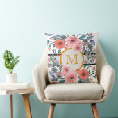 Waterverf Floral Monogram Kussen (Stoel)