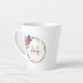 Waterverf Floral Monogram Latte Mok (Linkerhoek)