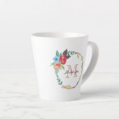 Waterverf Floral Monogram Latte Mok (Rechterhoek)