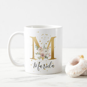 Waterverf Floral Monogram M Koffiemok