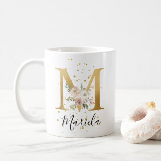 Waterverf Floral Monogram M Koffiemok