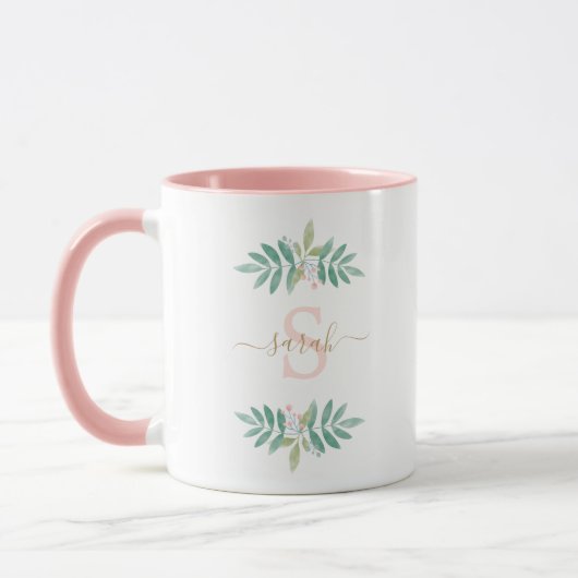 Waterverf Floral Monogram Mok (Links)
