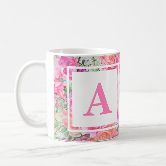 Waterverf Floral Monogram Mok (Links)
