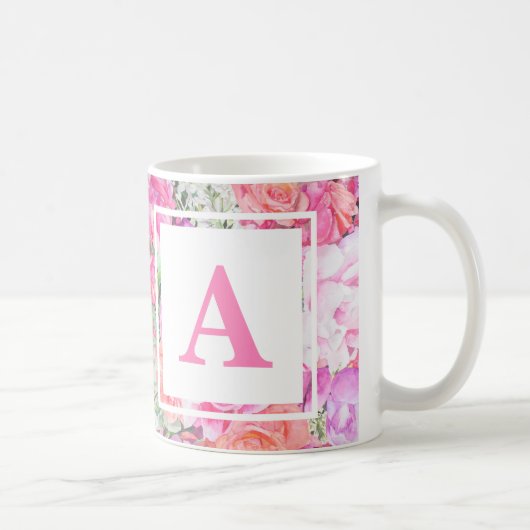 Waterverf Floral Monogram Mok (Rechts)