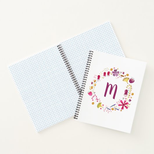 Waterverf Floral Monogram Notitieboek (Binnen)