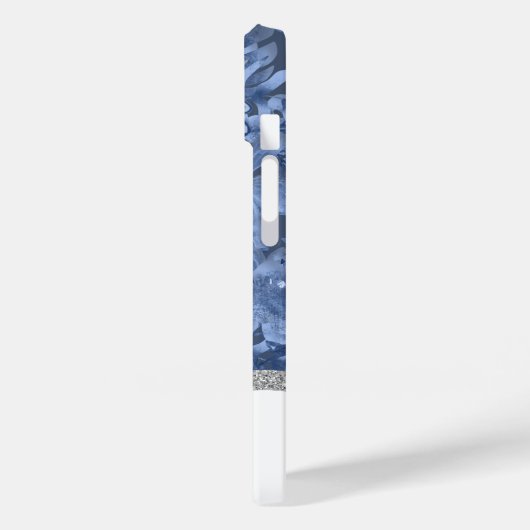 Waterverf Floral Monogram Patroon - Blauw op Blauw Case-Mate iPhone Case (Achterkant / Links)