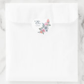 Waterverf Floral monogram roze blauwe pagina Hart Sticker (Tas)