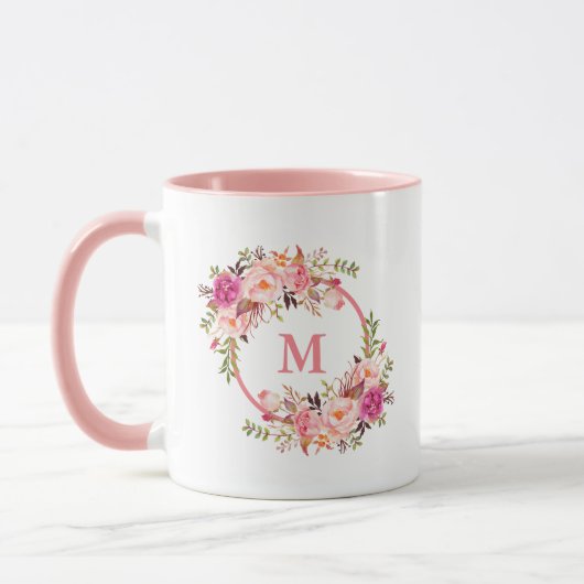 Waterverf Floral Monogram roze Mok (Links)